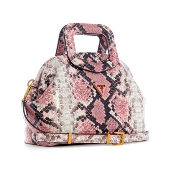 New GUESS Errin Snakeskin Small Frame Satchel - Picture 2 of 11